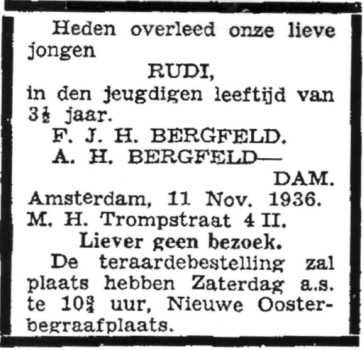 1936 - Overlijden Rudolf Felix Bergfeld (1933-1936)