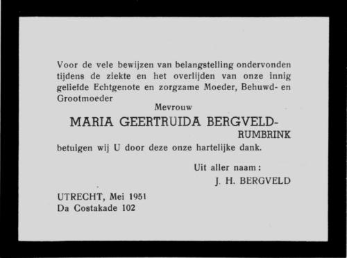 1951 - Overlijden Maria Geertruida Rumbrink