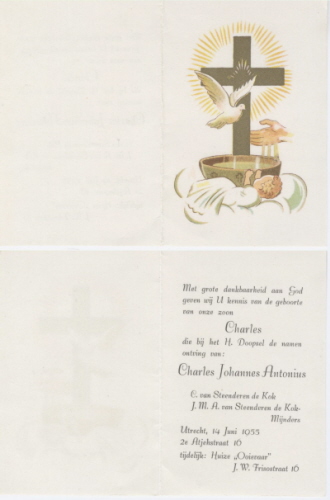 1955 - Geboorte Charles Johannes Antonius van Steenderen de Kok