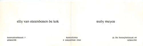 1966 - Verloofd Helena Elisabeth van Steenderen de Kok en Rudolph Alexander Meijer
