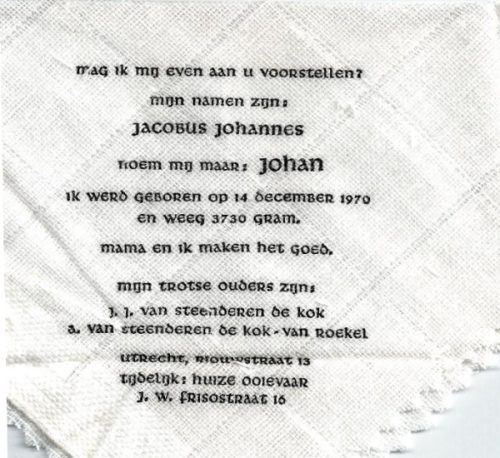 1970 - Geboorte Jacobus Johannes van Steenderen de Kok