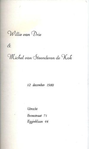 1980 - Verloofd Michel Josef van Steenderen de Kok en Wilhelmina Elisabeth van Drie