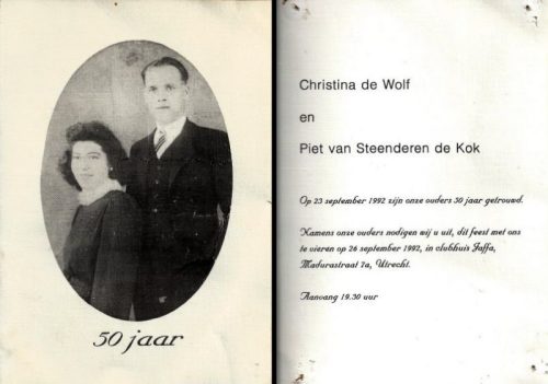 1992 - 50-jarig huwelijk Pieter van Steenderen de Kok en Christina de Wolf