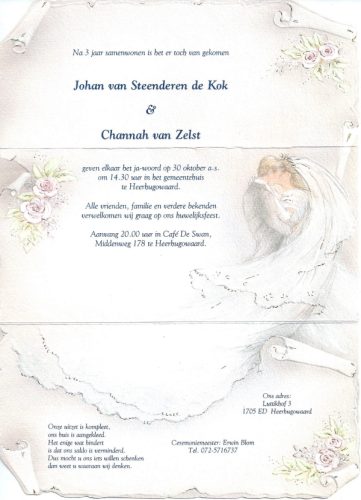 1998 - Huwelijk Jacobus Johannes van Steenderen de Kok en Channah van Zelst