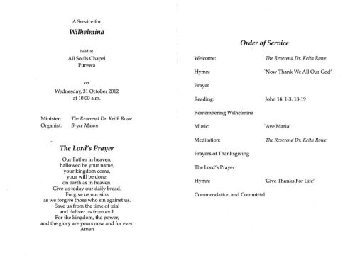 2012 - Overlijden Wilhemina Elisabeth van Steenderen de Kok (1916-2012)