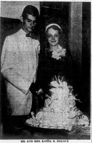 1958 - Huwelijksfoto Karel Ronald Dekock (geb. 1-4-1936) en Lillian Dian Dattilo